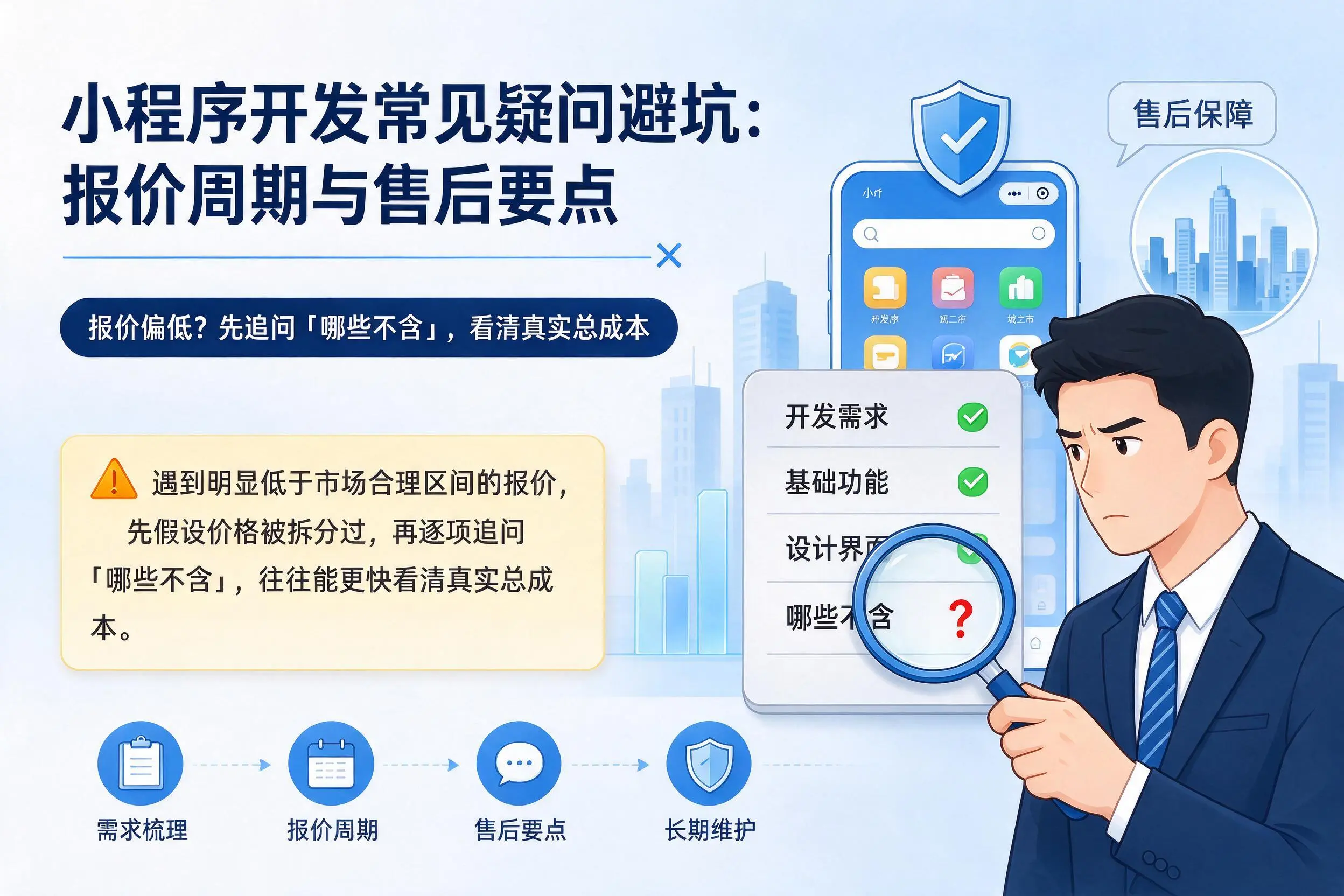 酒泉小程序开发常见疑问避坑:报价周期与售后要点
