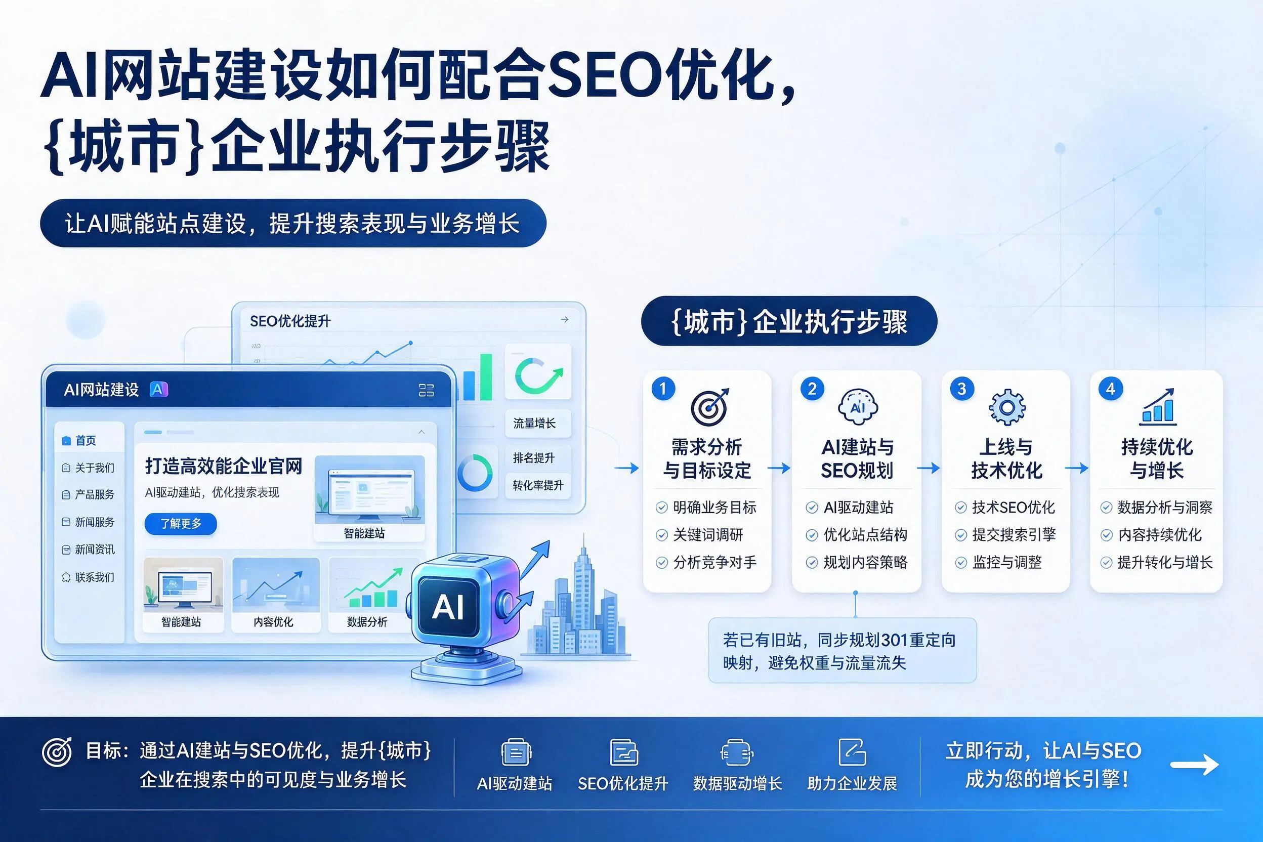 AI网站建设如何配合SEO优化，酒泉企业执行步骤