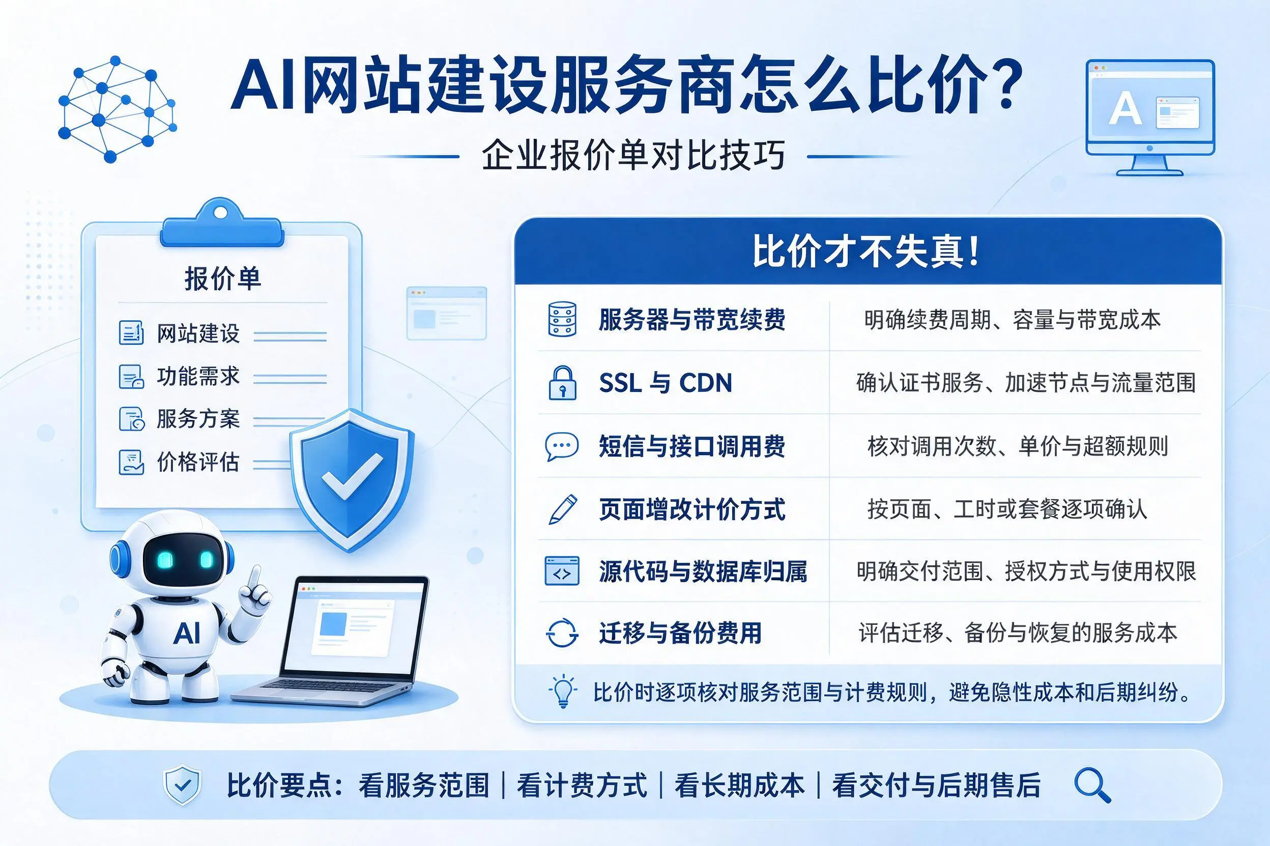 AI网站建设服务商怎么比价?酒泉企业报价单对比技巧